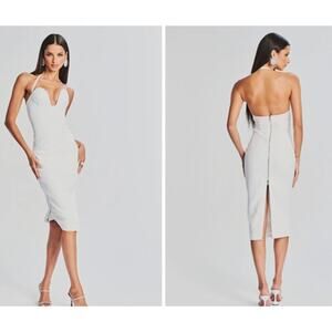 Retrofete Cheryl Dress Halter Plunge White NWT S